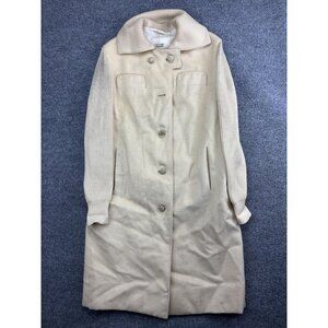 Vintage Valstar Long Overcoat Mens M Beige 100% Wool Belted Made Italy